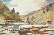 Winslow Homer Hudson River, Logging painting